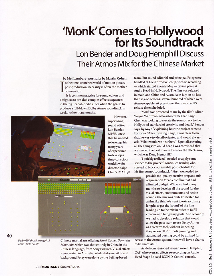 CineMontage - Motion Picture Editor's Guild Magazine - Summer 2015 issue