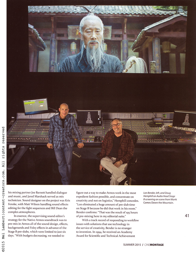 CineMontage - Motion Picture Editor's Guild Magazine - Summer 2015 issue