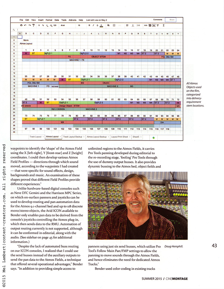 CineMontage - Motion Picture Editor's Guild Magazine - Summer 2015 issue