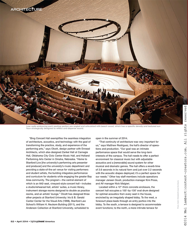 Lighting&Sound America - April 2014 feature article