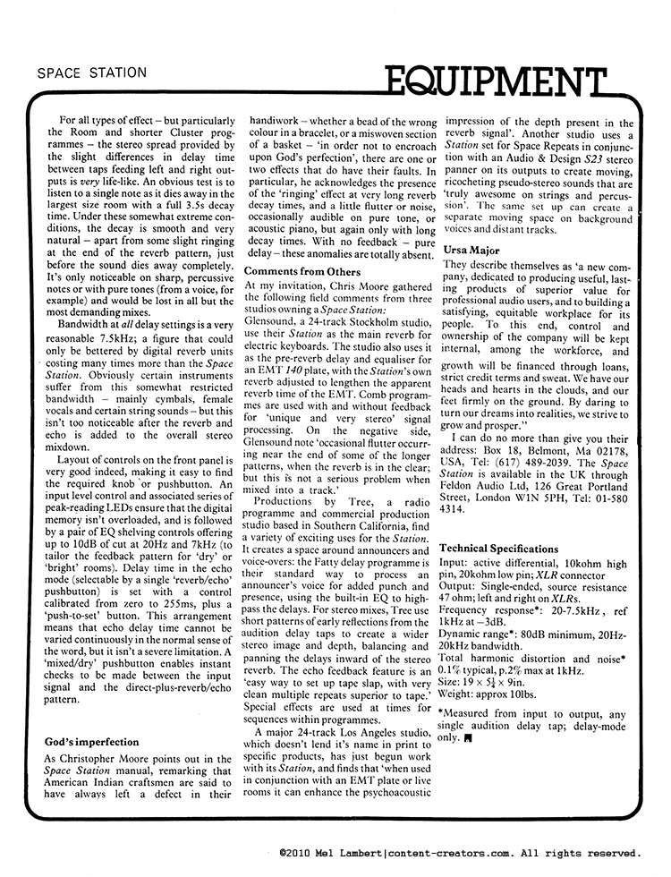 Ursa Major Space Station review - Aug 1979
